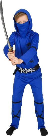 Hisab/Joker Power Ninja Blå Barn Kostyme Medium 97808-4