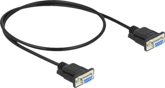 Delock Null Modem Kabel Db 9 Hunn Til Db 9 Hunn 50 Cm Tommelskruer Svart