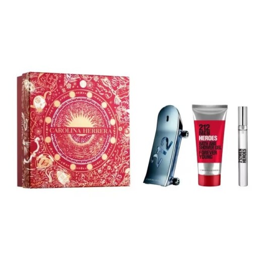 Carolina Herrera 212 Heroes Eau De Toilette Spray 90ml Set 3 Pieces Christmas 2023