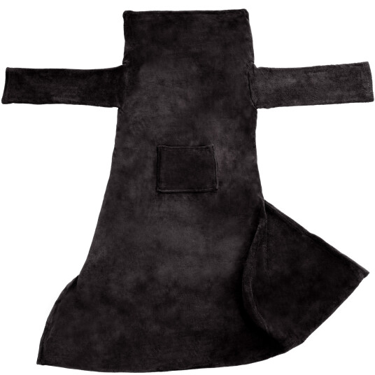Tectake 2 fleece pledd med armer 200 x 170 cm,svart