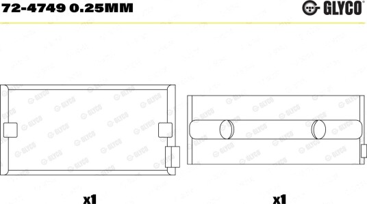 Veivaksellager GLYCO 72-4749 0.25mm
