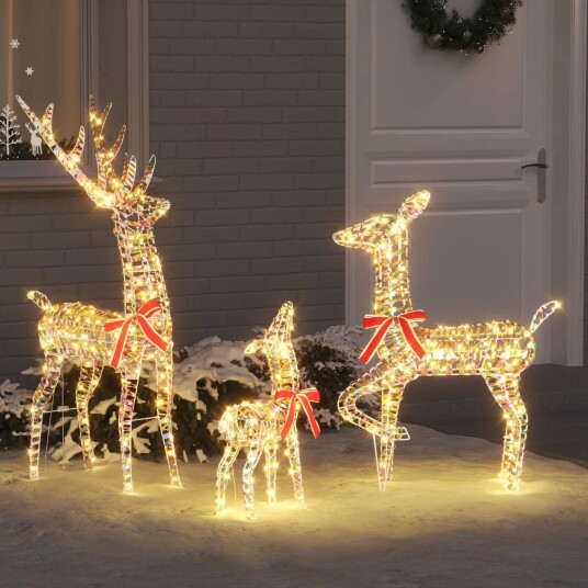  Reinsdyrfamilie 3 pcs Varmhvit 67 x 26 x 127 cm PET