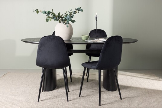 Venture Home Isolde Spisegruppe 180 cm Oval med 4 Polar Stoler Sort