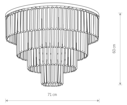 Euluna Cristal taklampe, transparent/svart, Ø 71cm