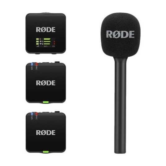 RØDE Wireless GO Gen3 trådløst mikrofonsystem 2 TX + 1 RX + Interview Go håndholdt adapter svart