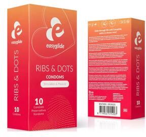 EasyGlide Ribs and Dots kondomer   10 stk.