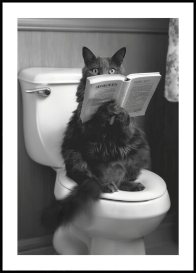 Cat Reading on Toilet Plakat / 30x40