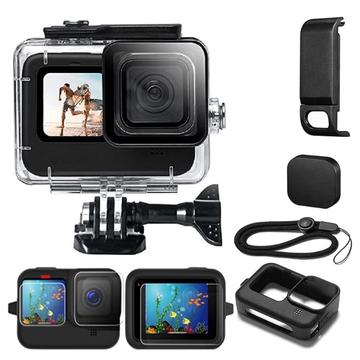 GoPro Hero 9/10/11 vanntett etui med silikonetui / skjermbeskytter / batterideksel klar