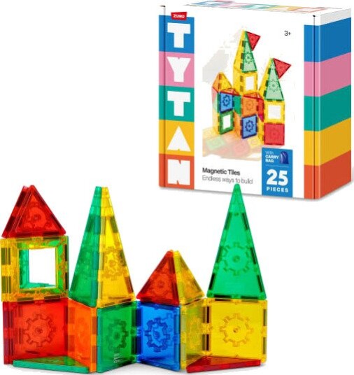 Magnetic Tiles TYTAN Magnetisk Byggesett – 25 Brikker med Bæreveske