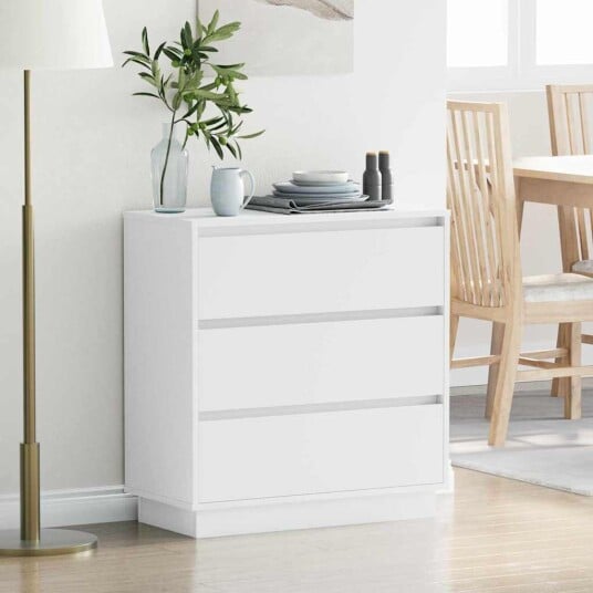 Nattbord med LED Hvit 71x34,5x75 cm Konstruert Tre Nattbord med LED Hvit 71x34,5x75 cm Konstruert Tre