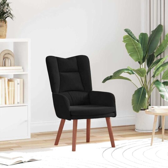 Avslappende stol Svart 63 x 67 x 94 cm Fløyel Avslappende stol Svart 63 x 67 x 94 cm Fløyel