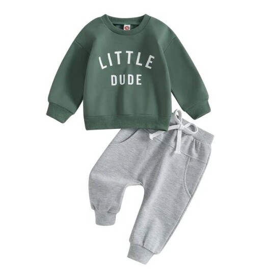 Min lillle Kjære Mini Fashion Tøft "Little Dude" sett joggedress i bomull