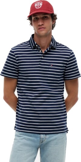 Tommy Hilfiger Single Jersey Stripe Reg Polo Navy XXL