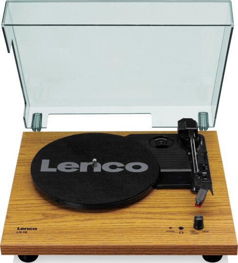 Lenco LS-10 Halvautomatisk Remdrevet Platespiller med Innebygde Høyttalere i Valnøtt Lenco LS-10 Halvautomatisk Remdrevet Platespiller med Innebygde Høyttalere i Valnøtt