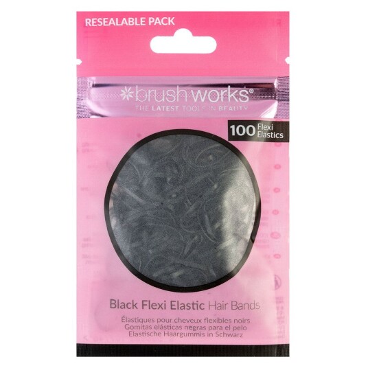 Brushworks Black Flexi Elastic Hair Bands 100pcs Brushworks Black Flexi Elastic Hair Bands 100pcs