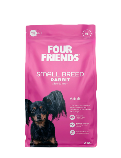 Fourfriends Hundefôr små raser med kanin 2 kg Fourfriends Hundefôr små raser med kanin 2 kg