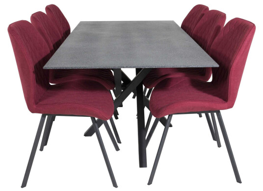Venture Design Piazza & Gemma spisegruppe Grå/rød 6 st stoler & bord 180 x 90 cm