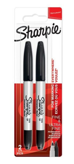 Sharpie Twin Tip Permanent Markers  Fine & Ultra-Fine Points  Svart  2 Count