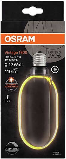 Osram led dekorasjonspære e27 ø100 12 110lm smoke dim ekstra varm