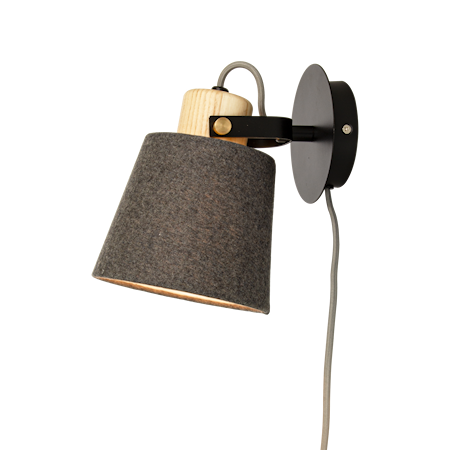 Geilo Vegglampe IP20 Svart/Grå/Treverk