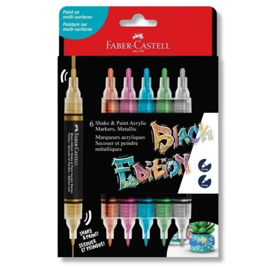 Faber Castell Black Edition Akryltuscher   6 Metallic Farger