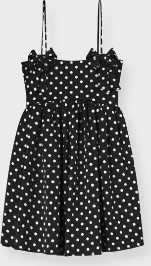 Ganni Polka Dot Satin Mini Dres Black 34