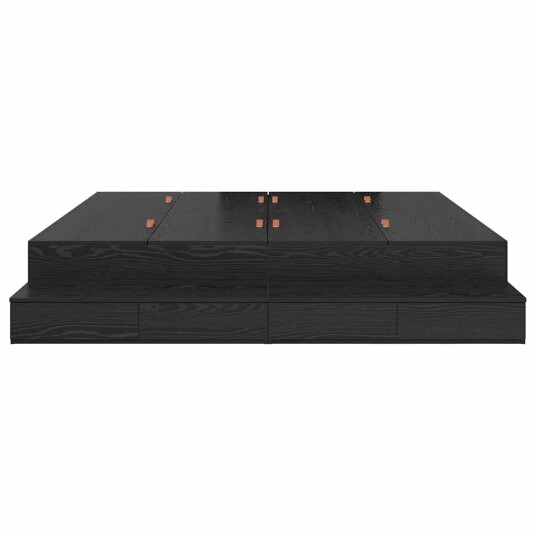 Oppbevaringsseng i svart eik 200x200 cm