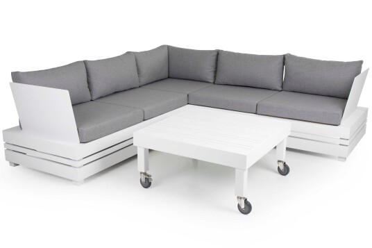 Brafab Ambon sofagruppe Hvit med grå pute 2 st 2 seter ende hjørne & bord 89x89 cm