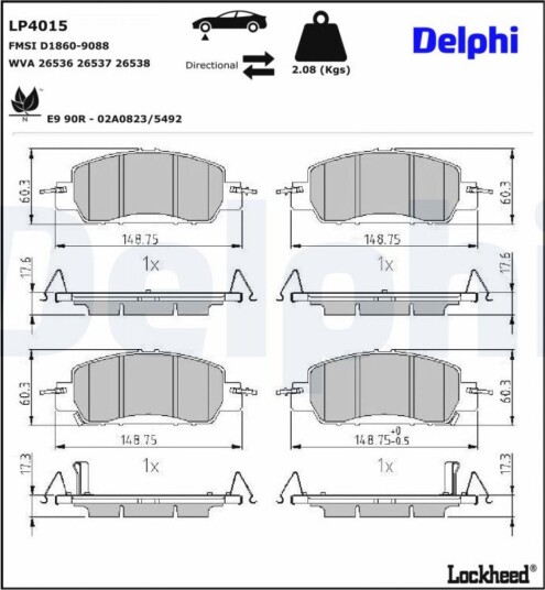 Bremseklosser sett DELPHI LP5040EV