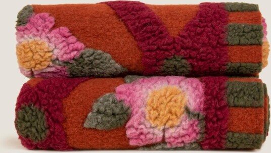 Frati Home Pledd Kokt Ull RoseFlower Terracotta