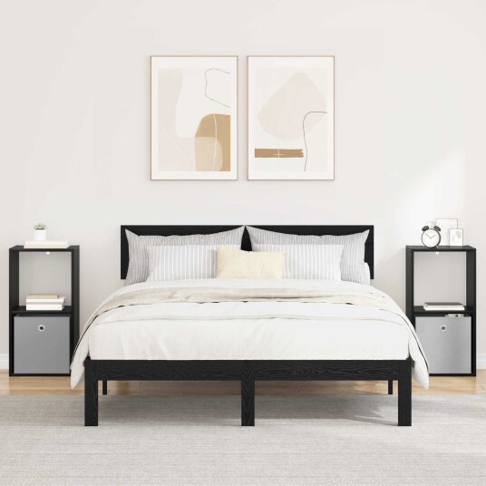 Nattbord 2 pcs Svart Eik 35 x 32 x 68,5 cm Konstruert tre