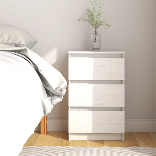 vidaXL Nattbord hvit 40x29,5x64 cm heltre furu vidaXL Nattbord hvit 40x29,5x64 cm heltre furu
