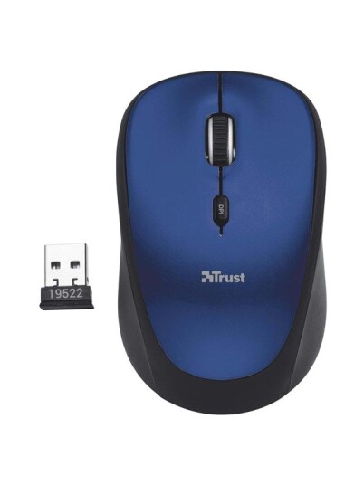 Trust Yvi Wireless Mini Mouse - Blue - Mus - Optisk - Blå Trust Yvi Wireless Mini Mouse - Blue - Mus - Optisk - Blå