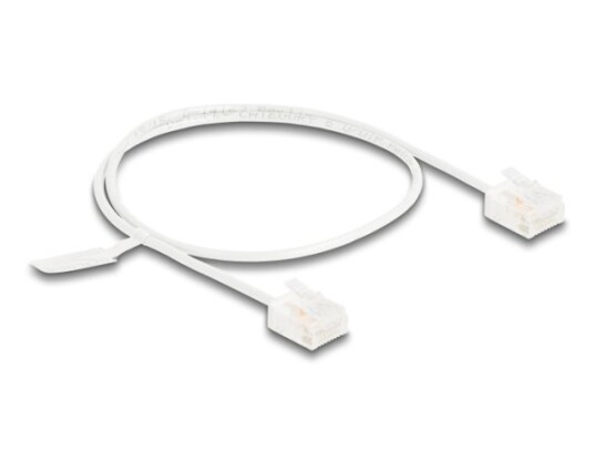 Delock Rj45 Nettverkskabel Cat.6 Utp Ultra Slim 0,5 M Hvit Med Korte Plugger