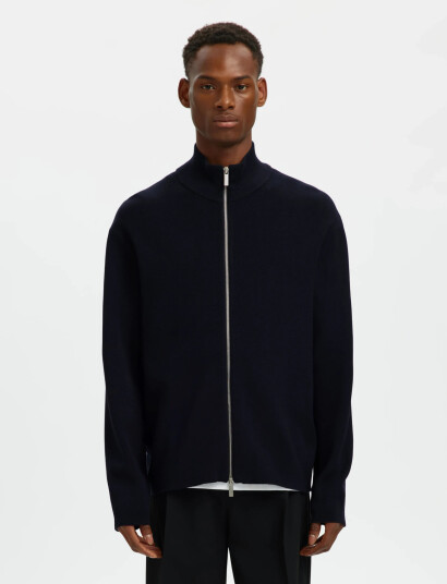 Selected Slhteller Fn Relaxed Zip Cardigan Noos - Black - XXL