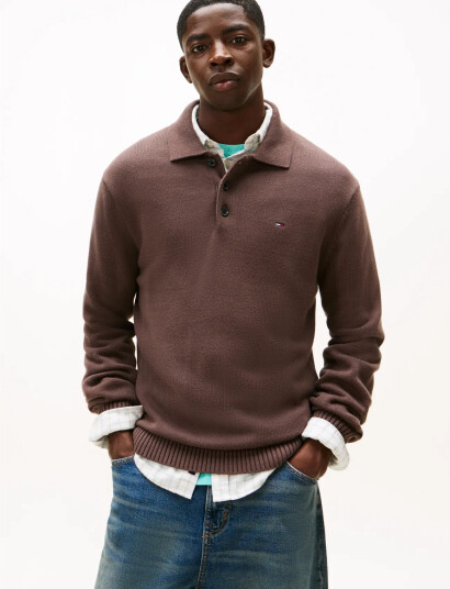 Tommy Jeans Tjm Slim Essential Polo Swtr Ext - Brown - XL Tommy Jeans Tjm Slim Essential Polo Swtr Ext - Brown - XL