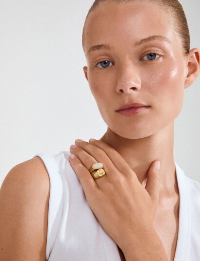 Pilgrim Prism Rings 2 In 1 Set Gold Plated Gold ONE SIZE