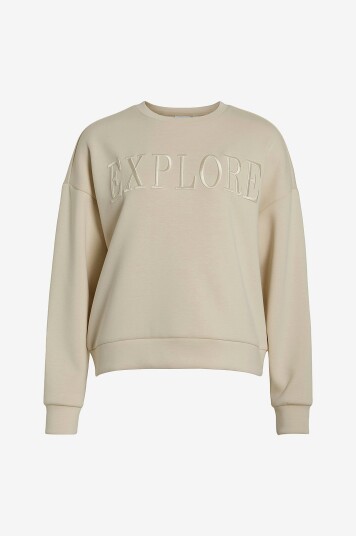Vila Collegegenser viReflect New Emb L/S Sweat Top Grå