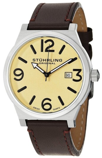 Stührling Original Herreklokke 454.3315K15 Champagnefarget/Lær Ø42