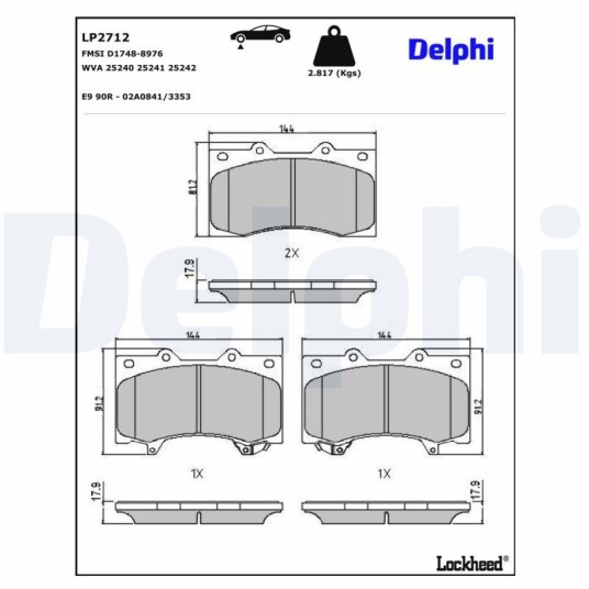 Bremseklosser DELPHI LP2712 Bremseklosser DELPHI LP2712