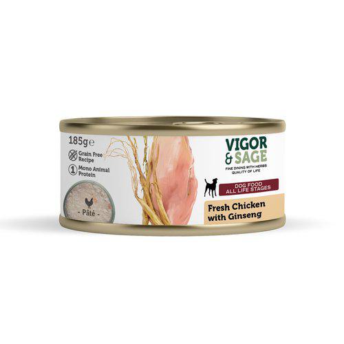 Vigor & Sage Fresh Chicken & Ginseng VåtfÃ´r Hund 185g