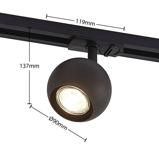 Lindby Linaro skinnespotlight, GU10, 10W, svart, 1-fase Lindby Linaro skinnespotlight, GU10, 10W, svart, 1-fase