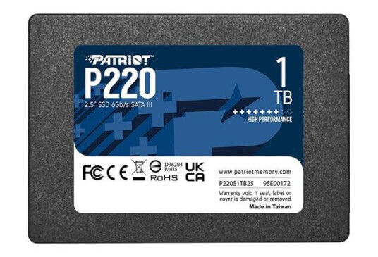 Patriot P220 1TB 2.5" SSD SATA III med høy lese- og skrivehastighet