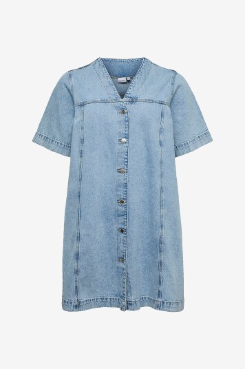 Vero Moda Curve Denimkjole vmcFonda 2/4 Abk V neck Blå