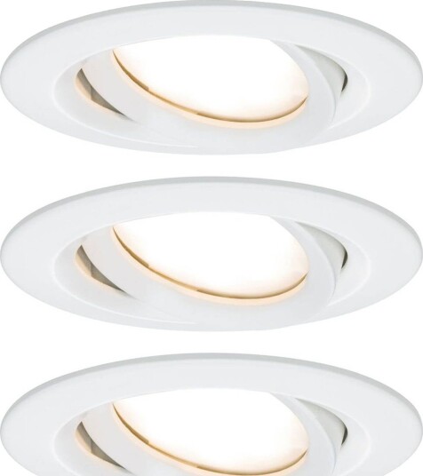 Paulmann LED spot Nova Plus Coin 3 stk. rund hvit 2 700 K IP65 Plus dimbar Hvit / opal Gangområde Aluminium Moderne Runde downlights