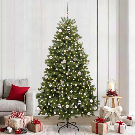  Kunstig juletre med LED  stripelys grønn 240 cm PVC og metall