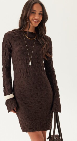 Bubbleroom Structure Long Sleeve Short Dress