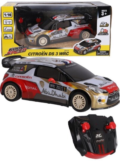 Citroen DS 3 WRC Radiostyrt bil med lys og fjæring 24 cm Citroen DS 3 WRC Radiostyrt bil med lys og fjæring 24 cm