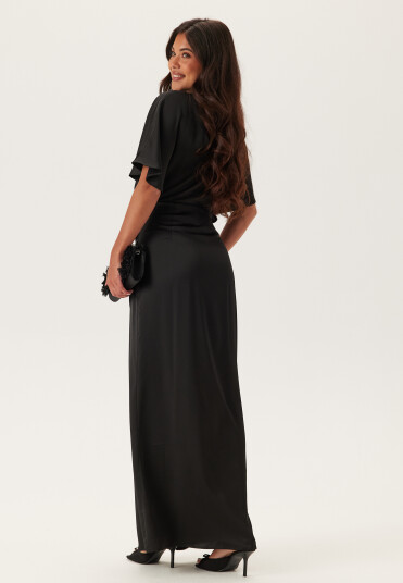 Bubbleroom Occasion Wrap Satin Gown Black 42 Bubbleroom Occasion Wrap Satin Gown Black 42