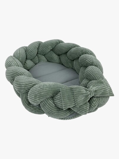 Meowbaby Aesthetic Babynest Med Flettet Beskyttelse Olive Green Meowbaby Aesthetic Babynest Med Flettet Beskyttelse Olive Green